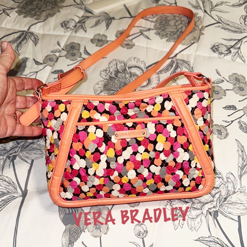 Vera Bradley Orange Crossbody Bag with Vibrant Design EUC